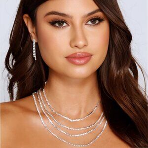 Windsor “Wrap Me In Luxe” Rhinestone Necklace & Duster Earrings Set – Silver
